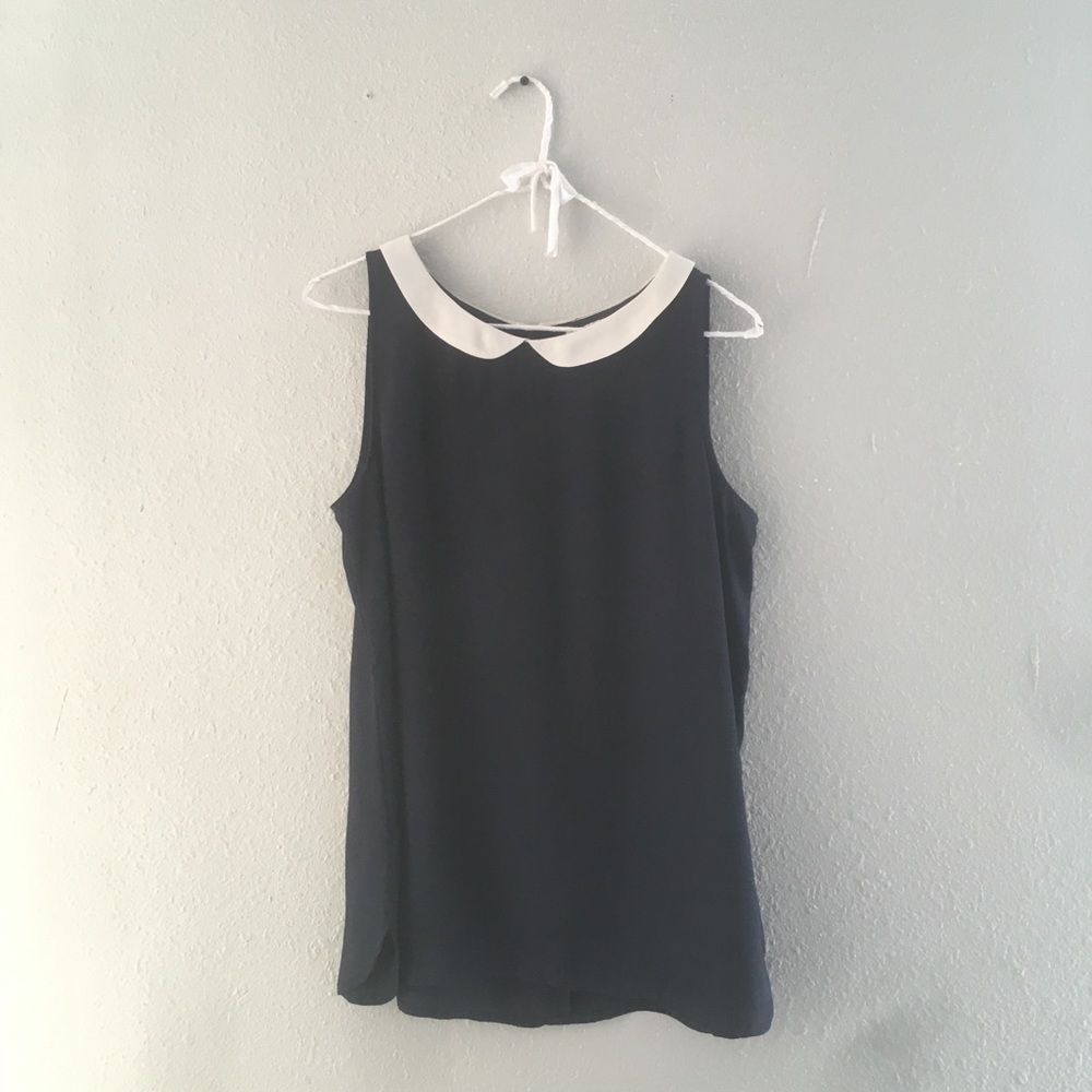 ann taylor loft navy peter pan collar top